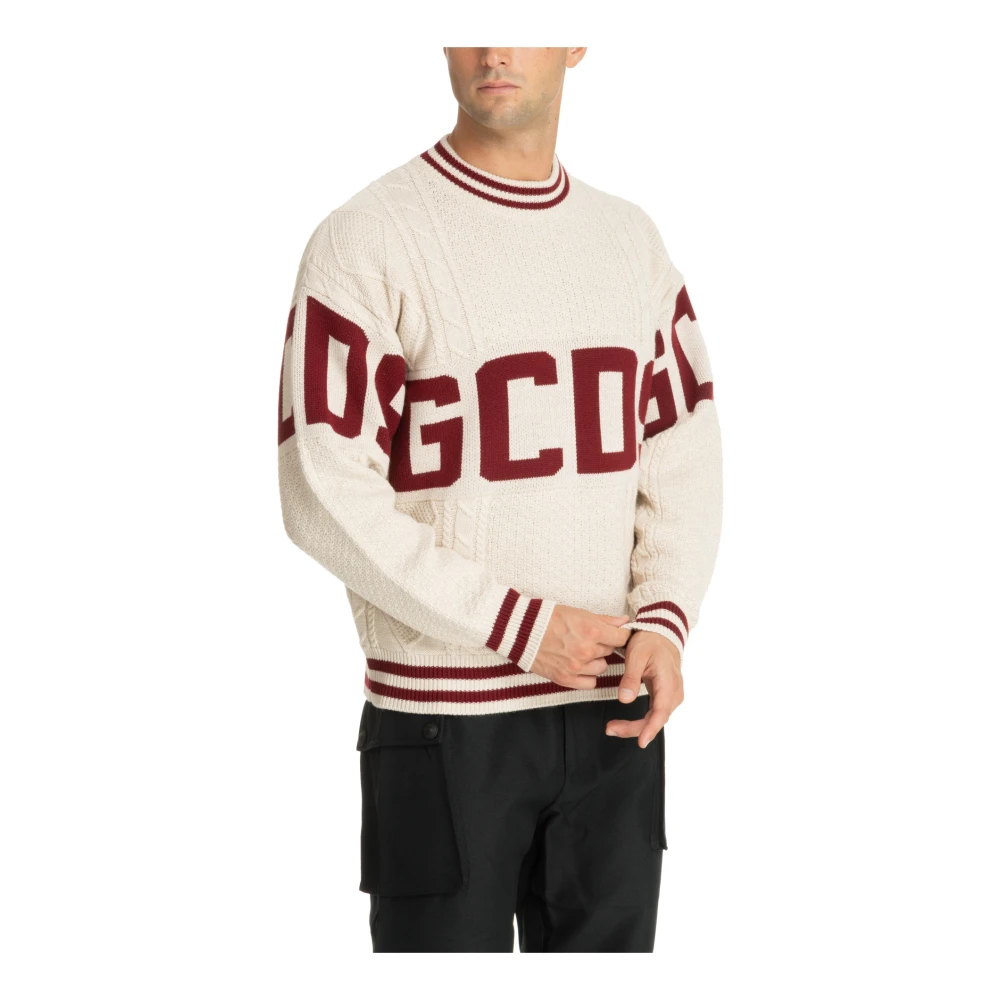 Gcds Multikleur Logo Sweater Beige Heren