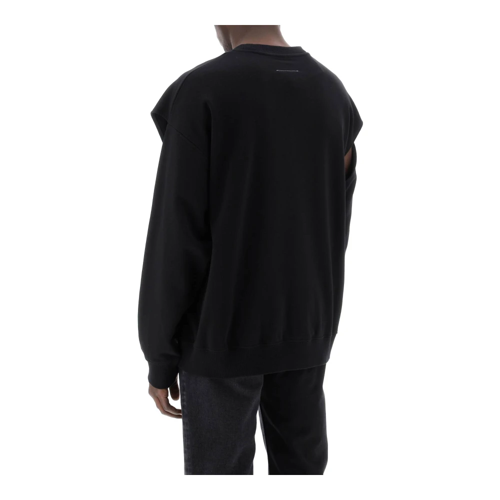 MM6 Maison Margiela Sweatshirt met uitsparingen en numeriek logo Black Heren