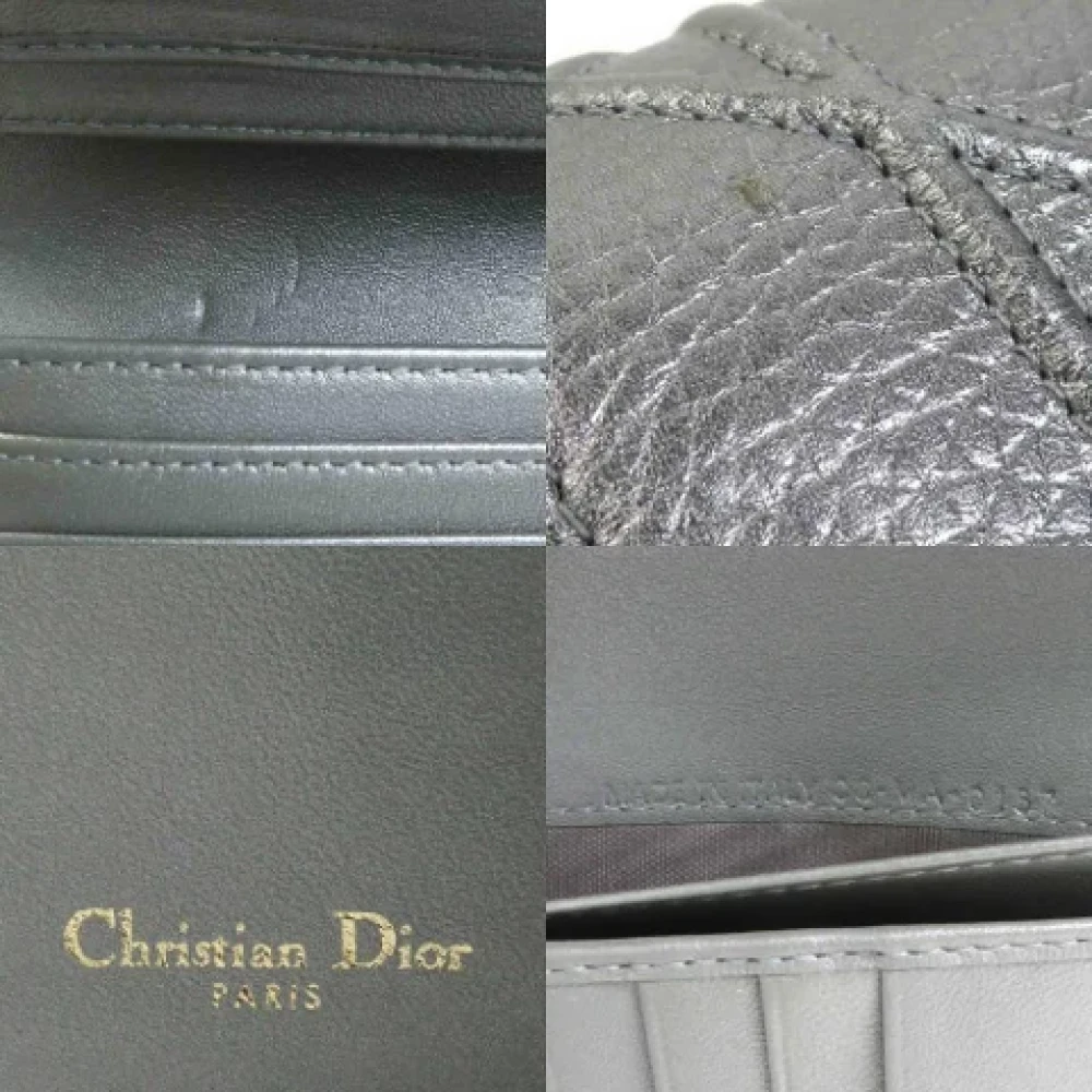 Dior Vintage Pre-owned Leather wallets Gray Dames