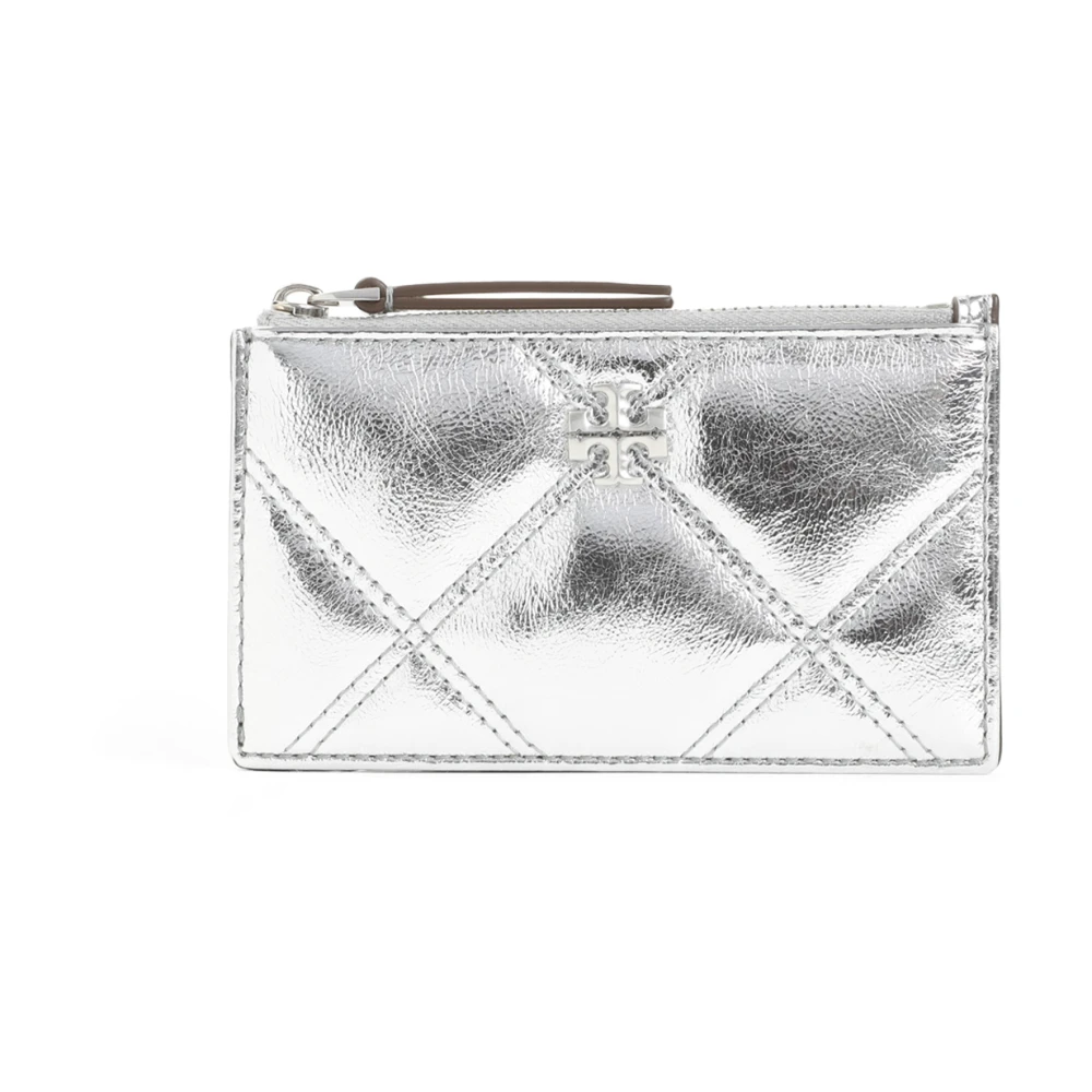 TORY BURCH Zilveren Rits Kaarthouder Gray Dames