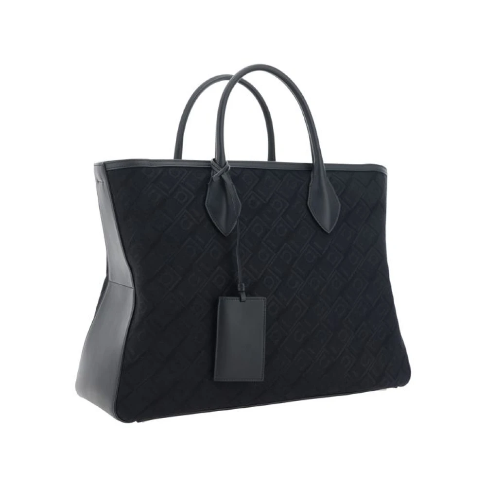 Salvatore Ferragamo Jacquard Ster Tote Handtas Black Heren