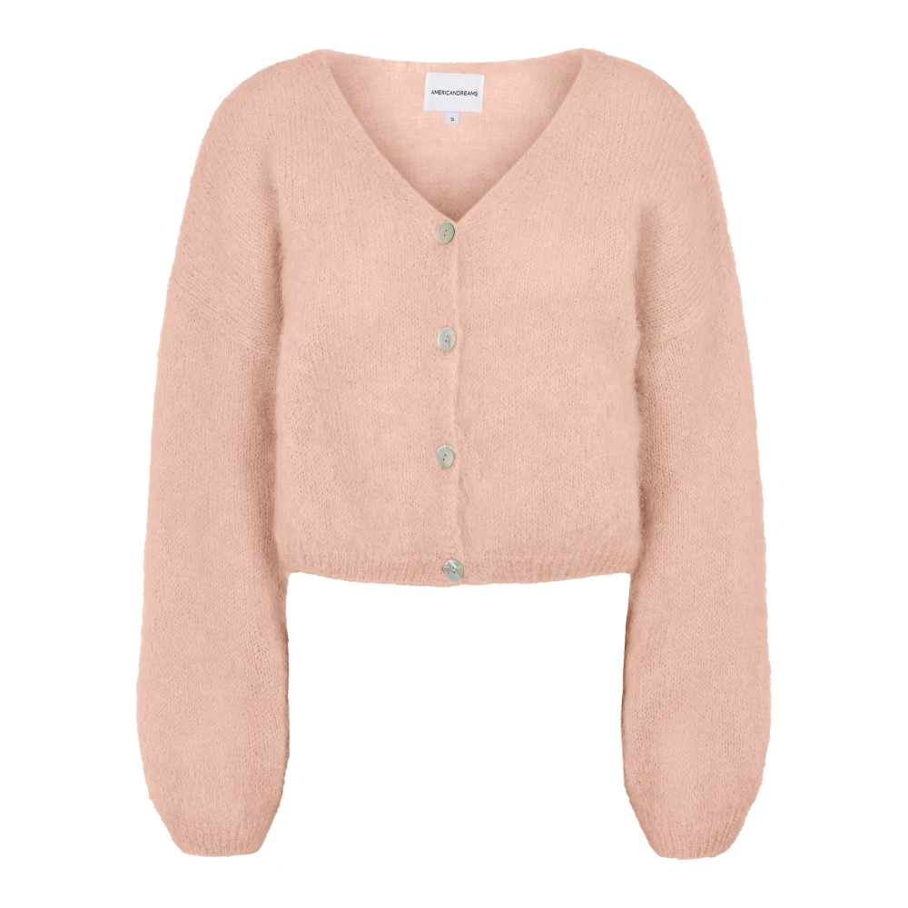 Kort Mohair Cardigan i Fersken