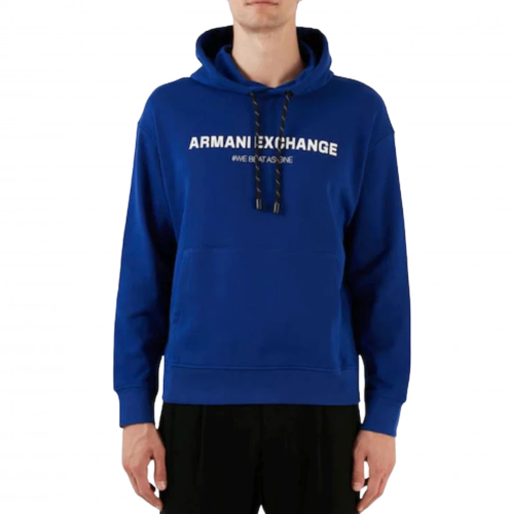 Armani Exchange Elektrisch blauwe hoodie met print Blue Heren