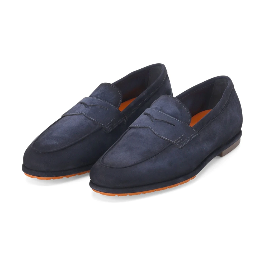 Santoni Blue Loafers - Male - Loafers - 11 Uk - Shoes