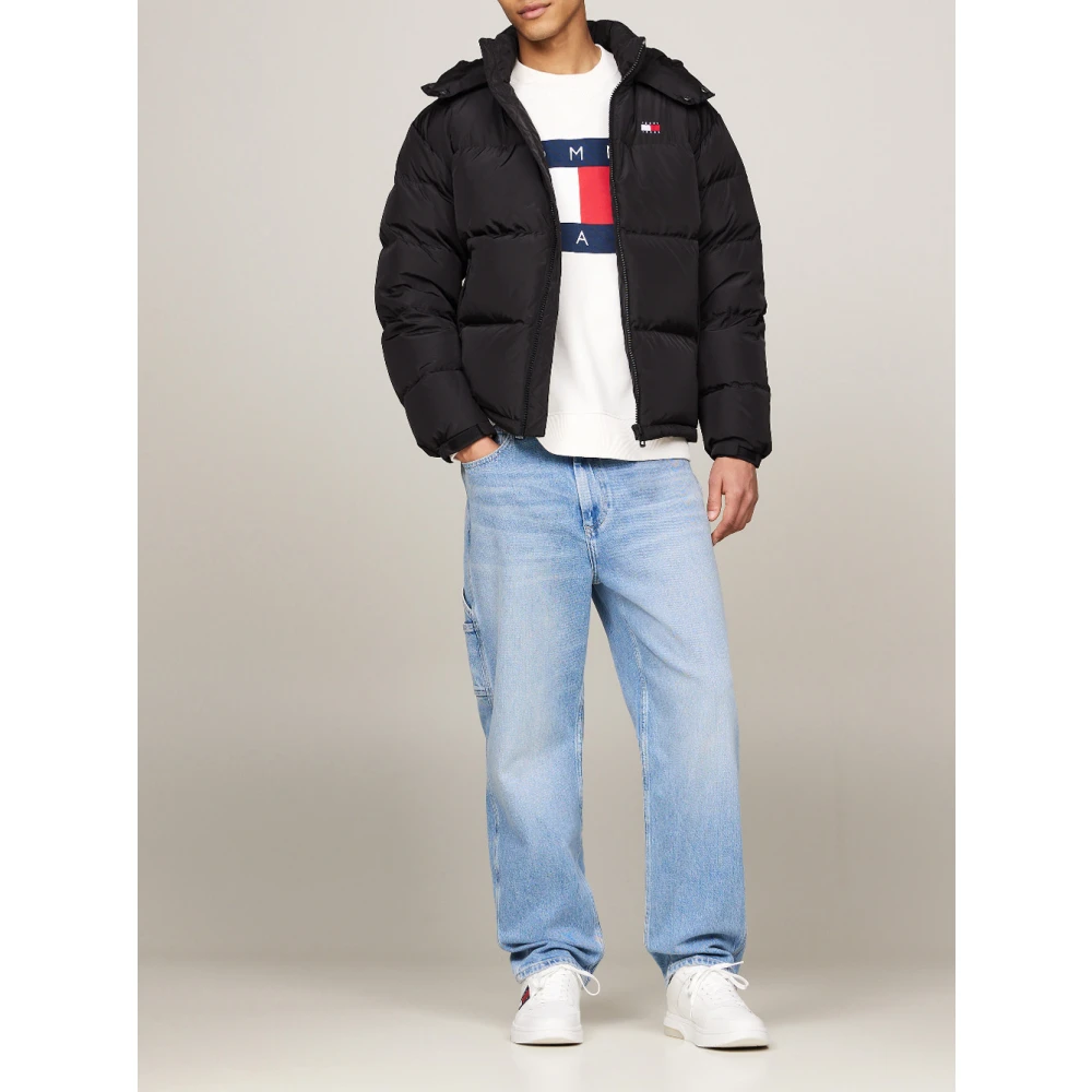 Tommy Jeans Zwarte Pufferjas Alaska Stijl Black Heren