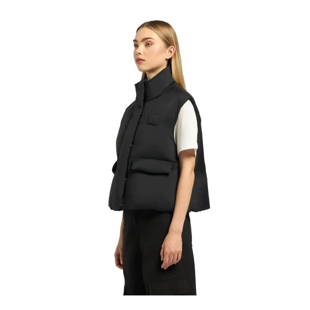 Moose Knuckles Zwarte Nylon Donsvest met Rits Black Dames