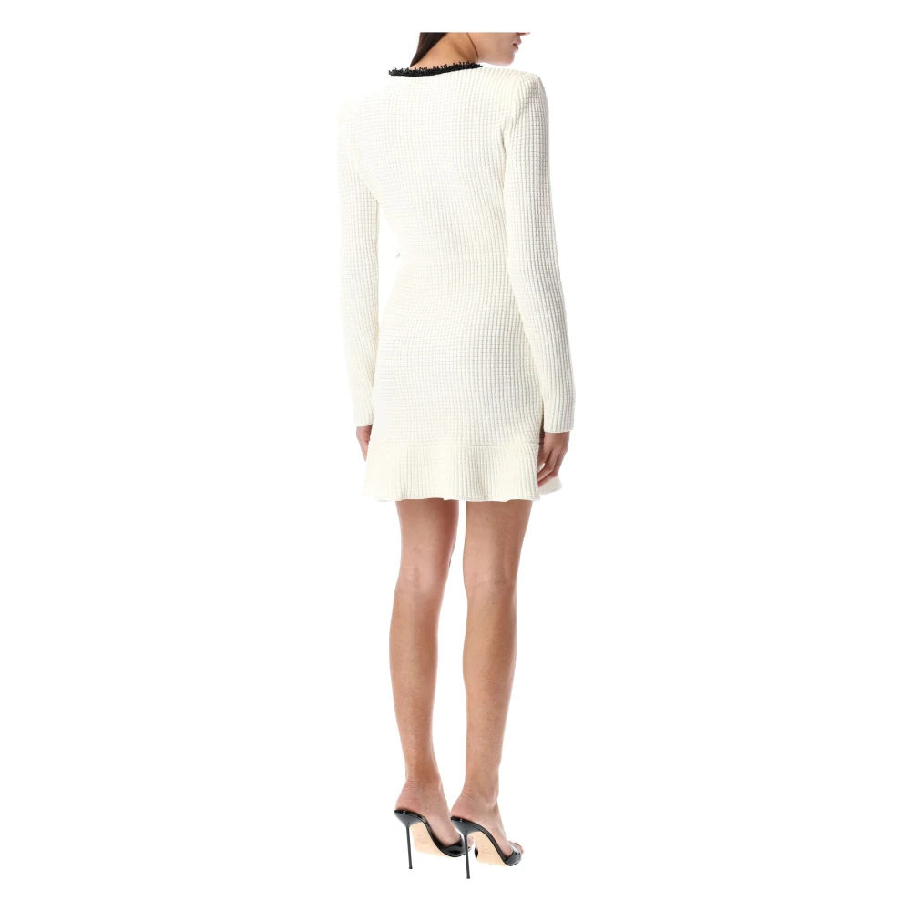 Self Portrait Witte Mini Jurk van Knit met Parelrand White Dames