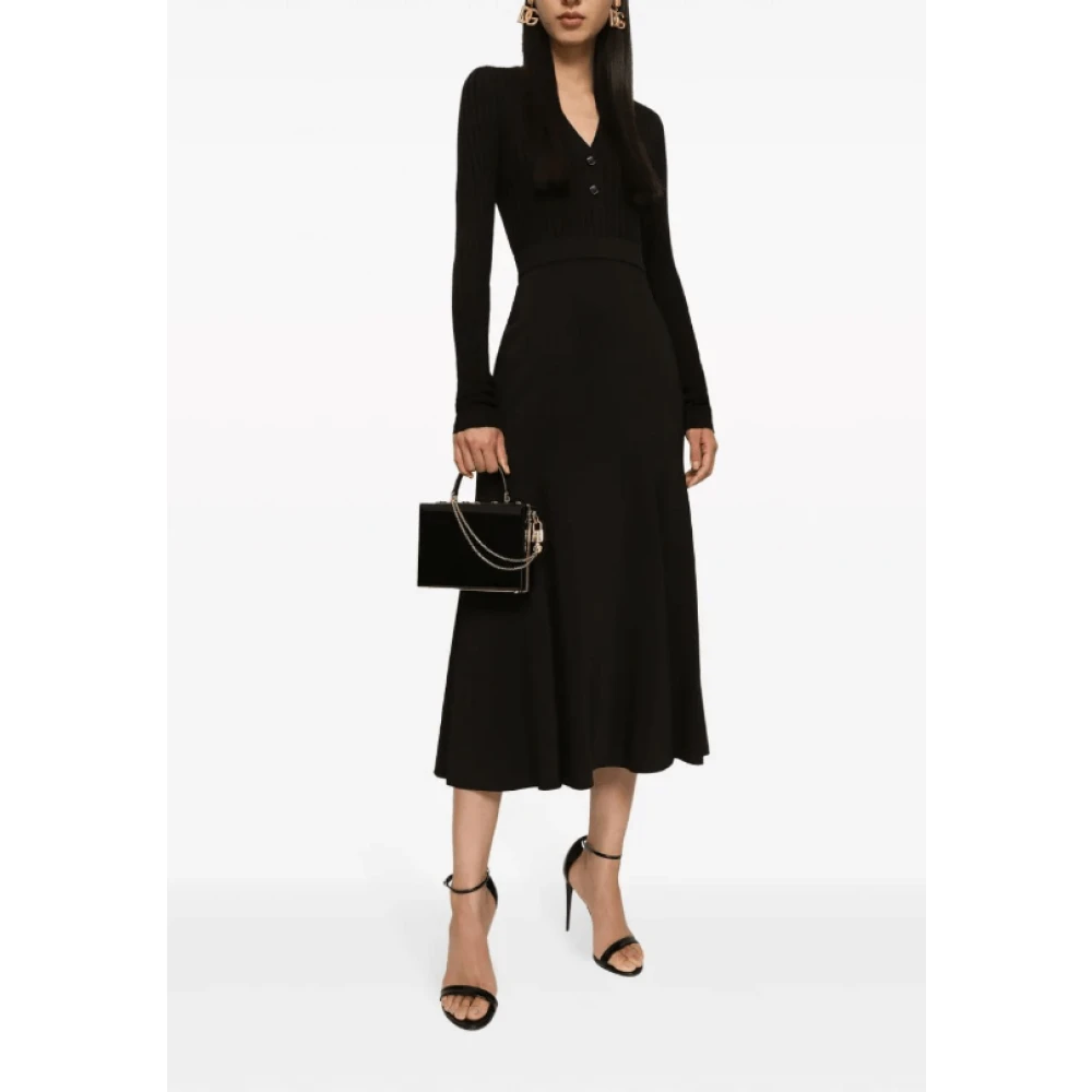 Dolce & Gabbana Zwarte Patent Vierkante Tote Tas Black Dames