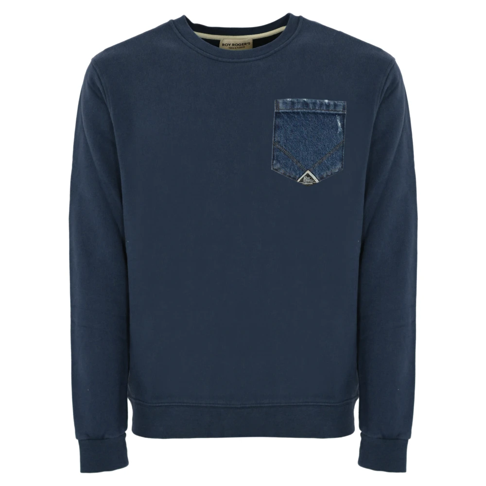 Roy Roger's Denim Heart Pocket Sweatshirt Blue Heren