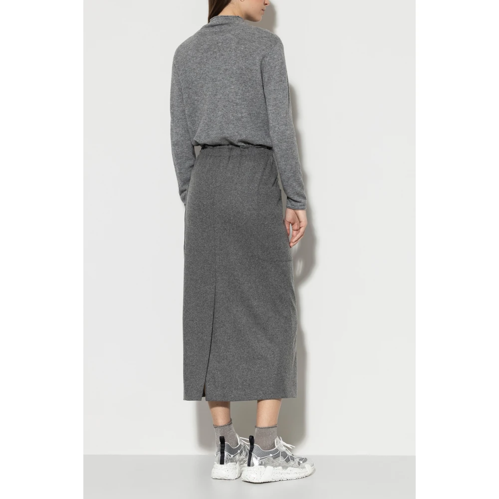 LUISA CERANO Melange Wol Flanel Jersey Lange Rok Gray Dames