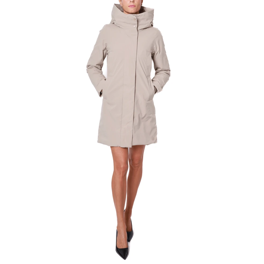Elvine Beige Gevoerde Winterparka met Capuchon Beige Dames