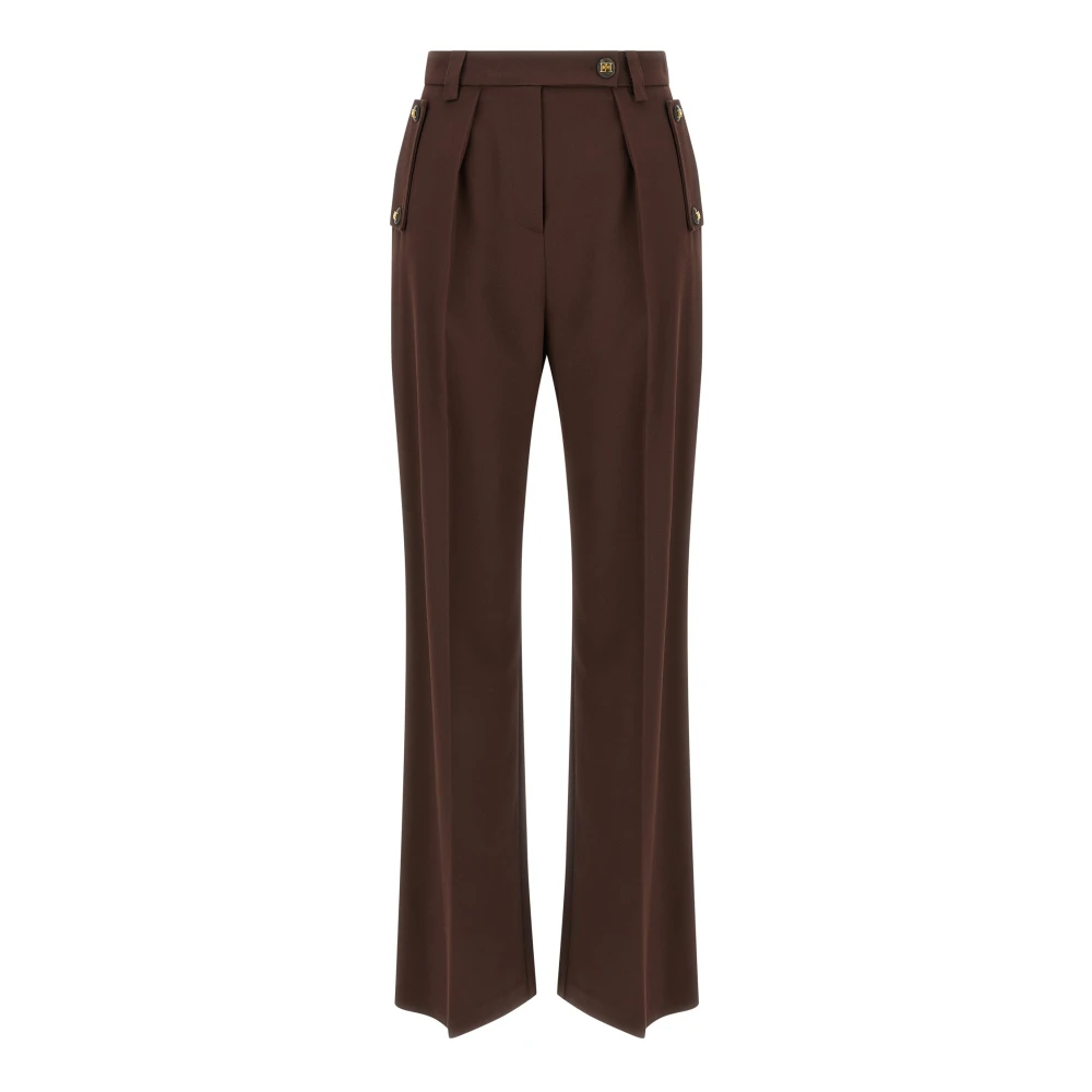 Elisabetta Franchi Brown Wide Trousers, Female, S, Palazzo Trousers