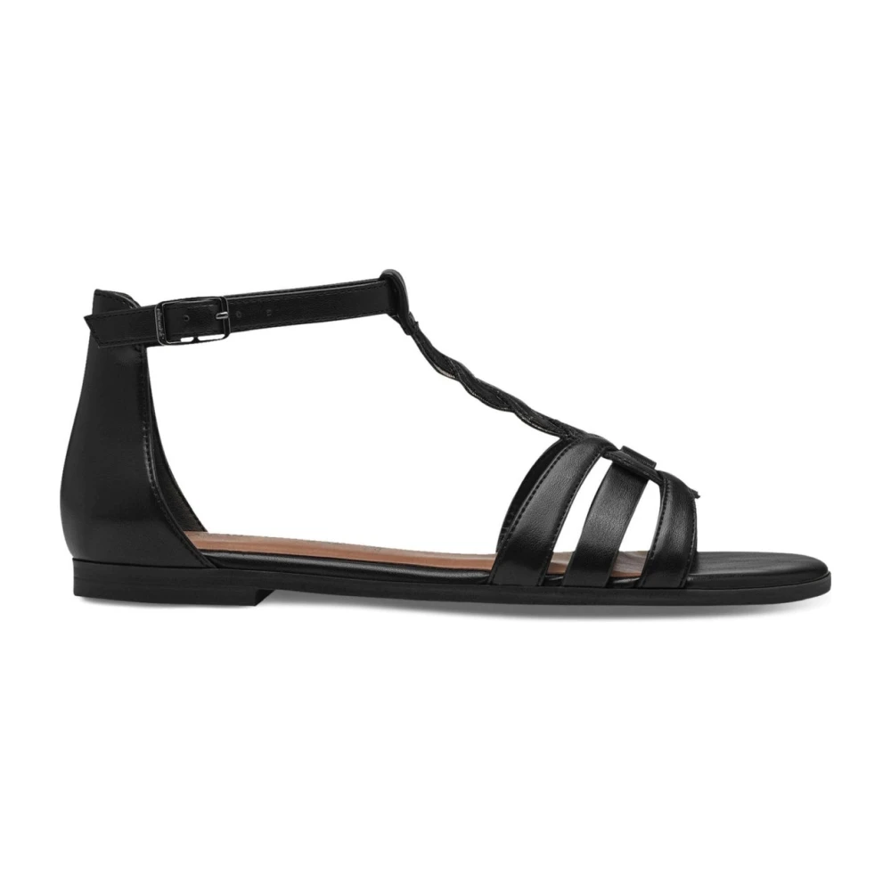 Tamaris Women's Black Flat Sandals, 4 Uk, Casual Open Sandals