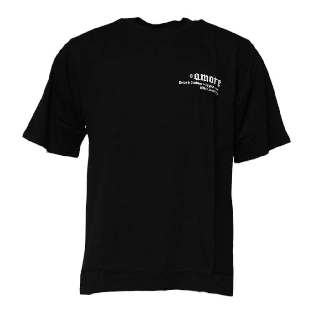 Dolce & Gabbana Men's Black Leopard Graphic Crew Neck T-Shirt