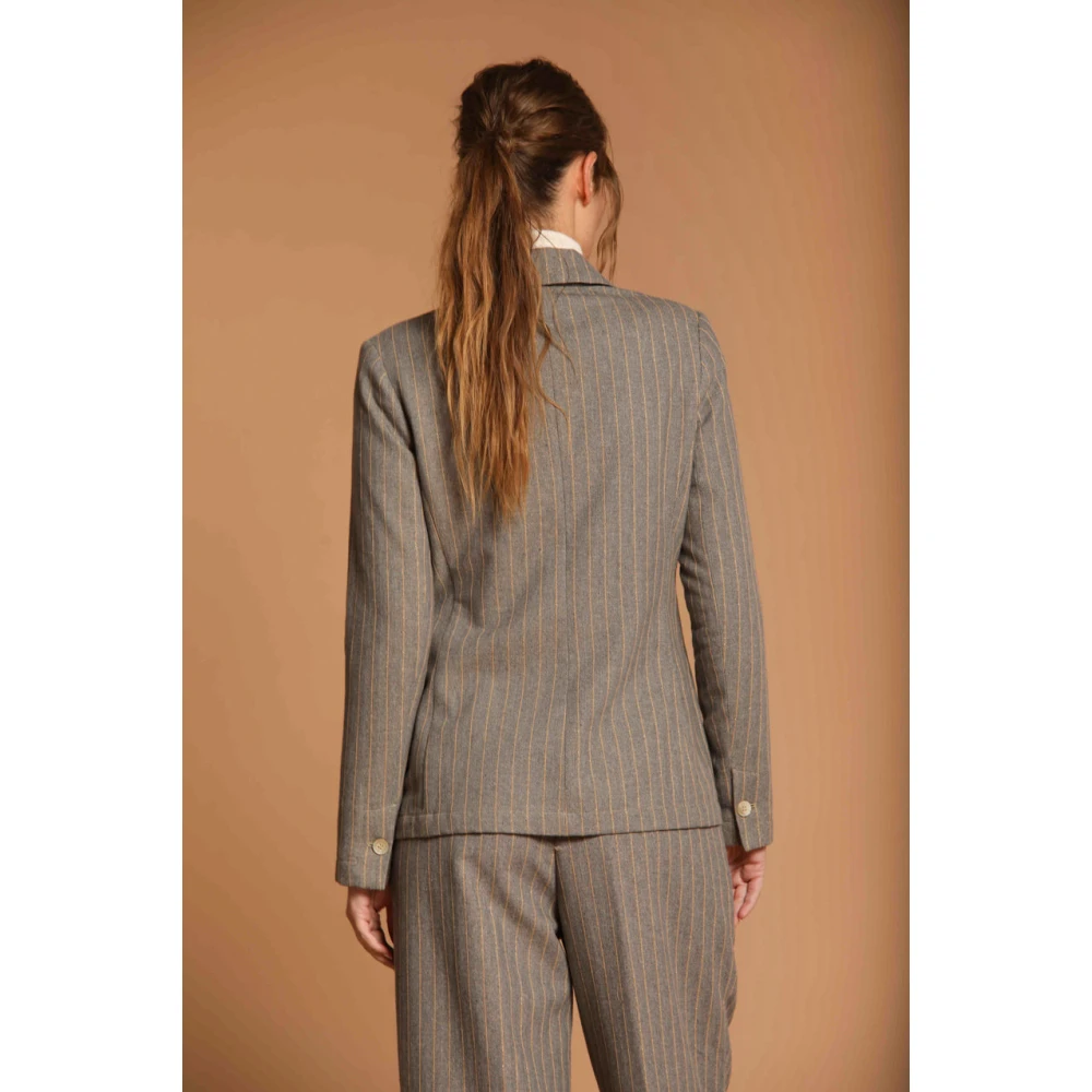 Mason's Gestreepte Lurex Blazer Gray Dames