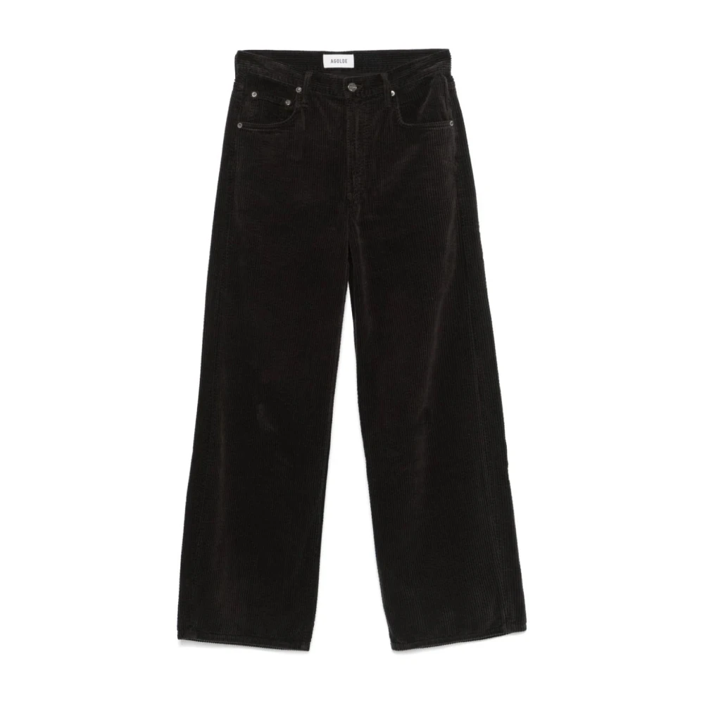 Agolde Lage Curve Corduroy Broek Black Dames