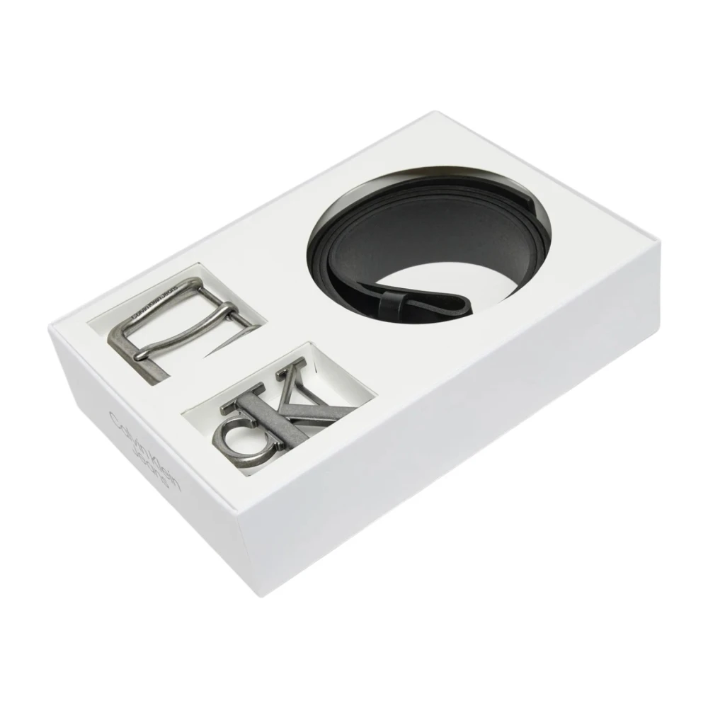 Calvin Klein Jeans Zwarte Leren Riem met Gespsluiting Black Heren