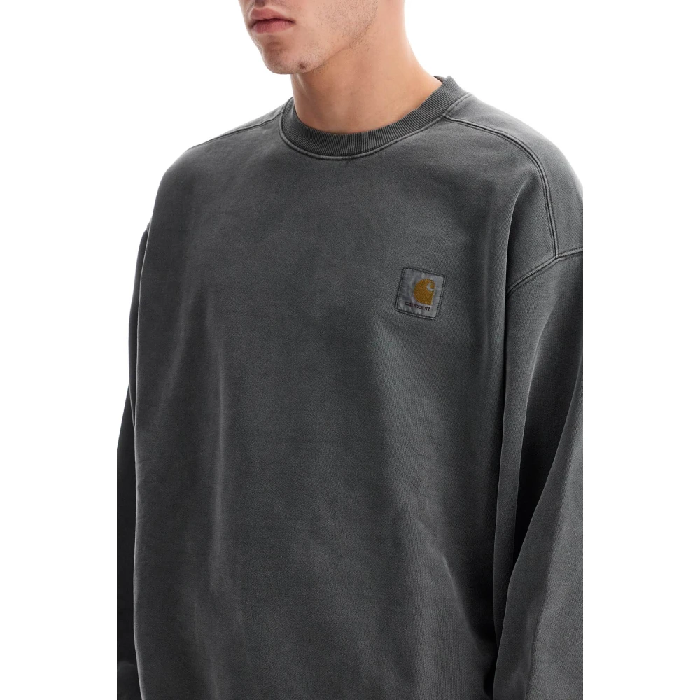 Carhartt WIP Geborsteld Katoenen Crewneck Sweatshirt Gray Heren