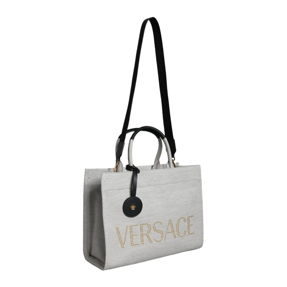 Versace Canvas Leren Crossbody Tote Tas White Dames