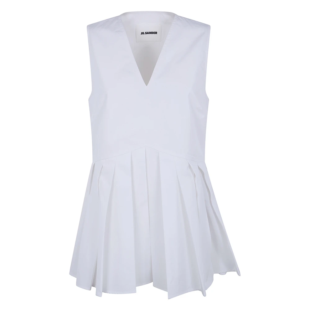 Jil Sander Women's White Sleeveless Tops, M, Sleeveless Top