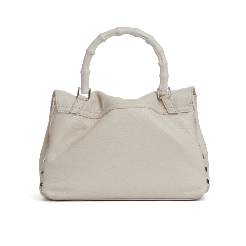 Zanellato Witte Leren Handtas Postina S Bamboo White Dames