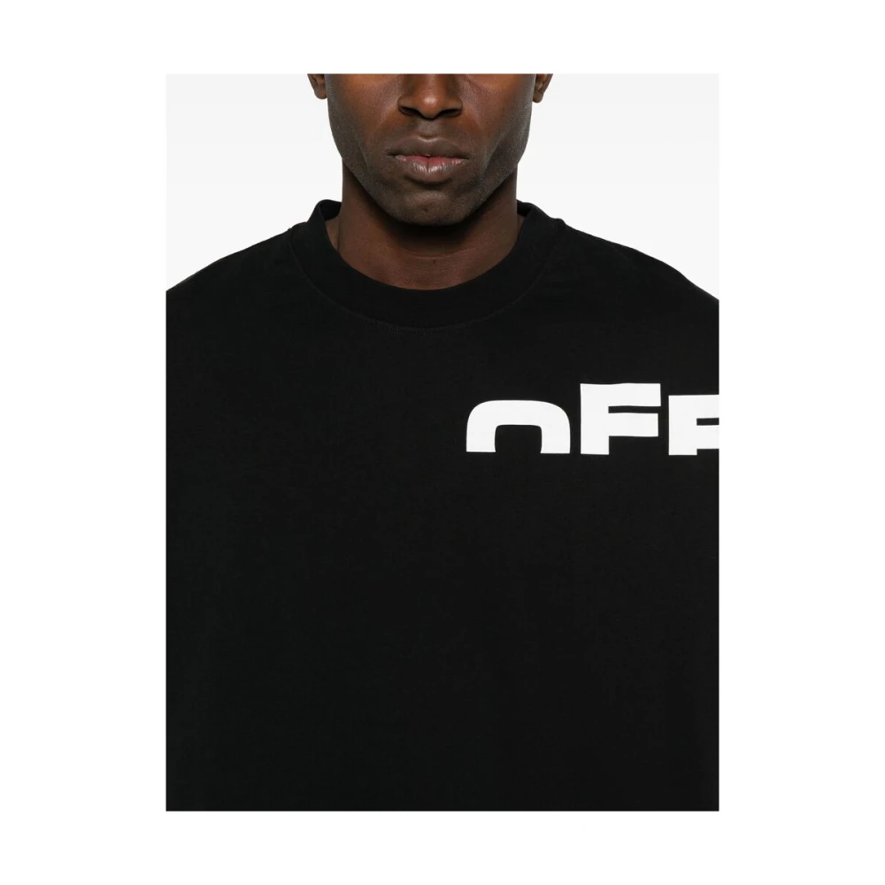 Off White Zwarte Crew Neck T-shirt Korte Mouwen Black Heren