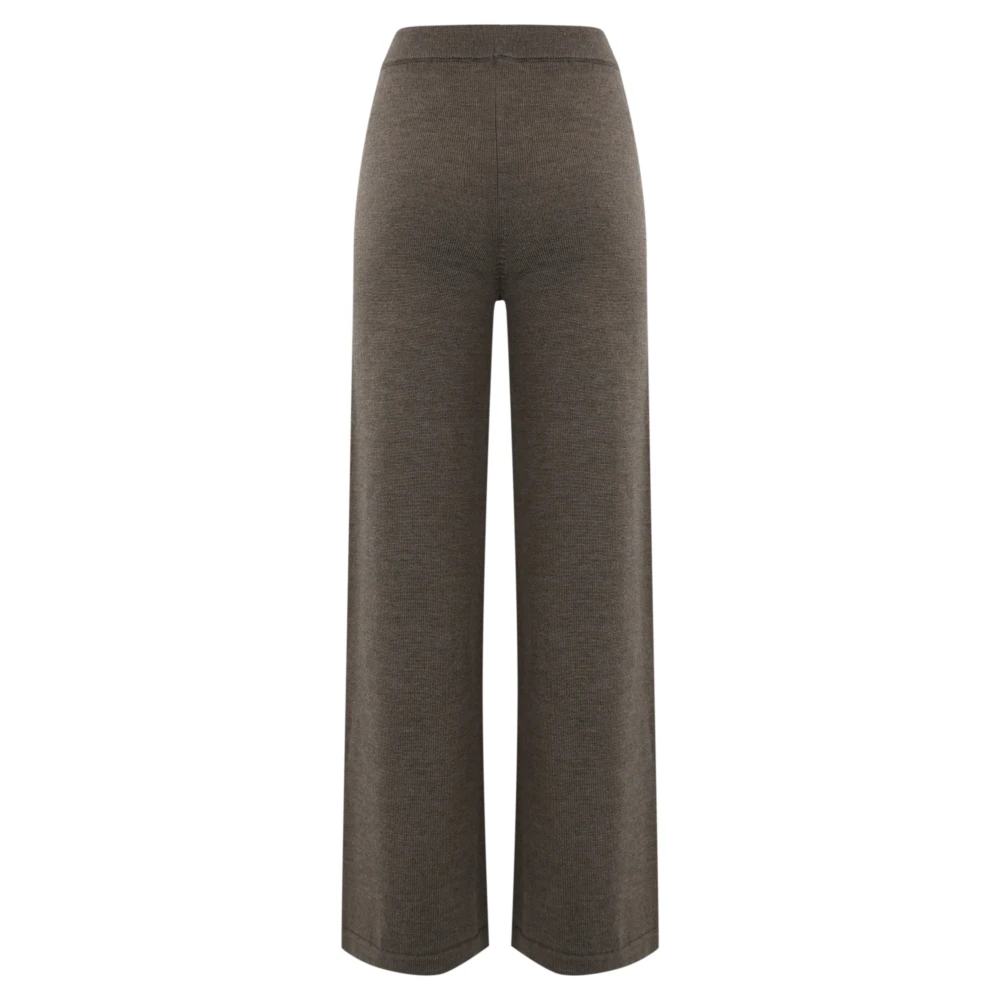 Max Mara Bruine Wol Straight Leg Broek Brown Dames