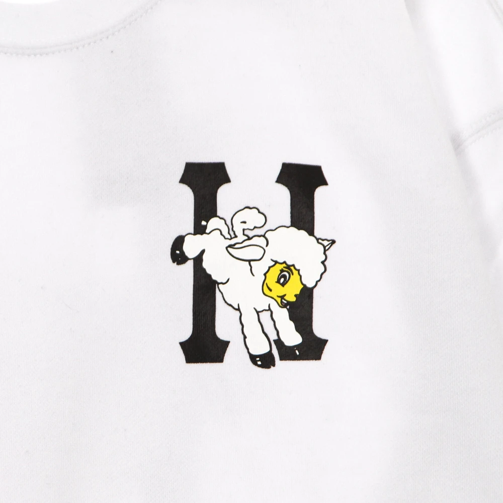 HUF Klassieke Flocked Crew Neck Sweatshirt Wit White Heren