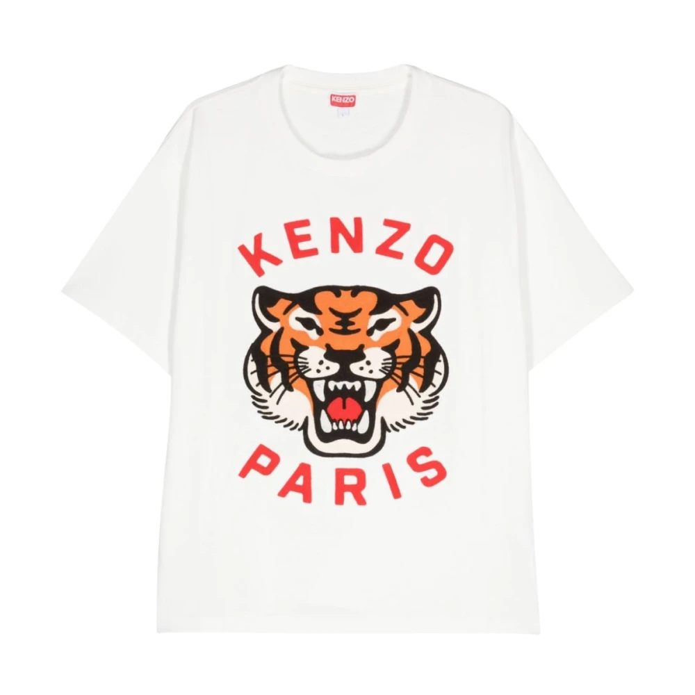 Kenzo Lucky Tiger Geborduurde T-shirts en Polos White Heren