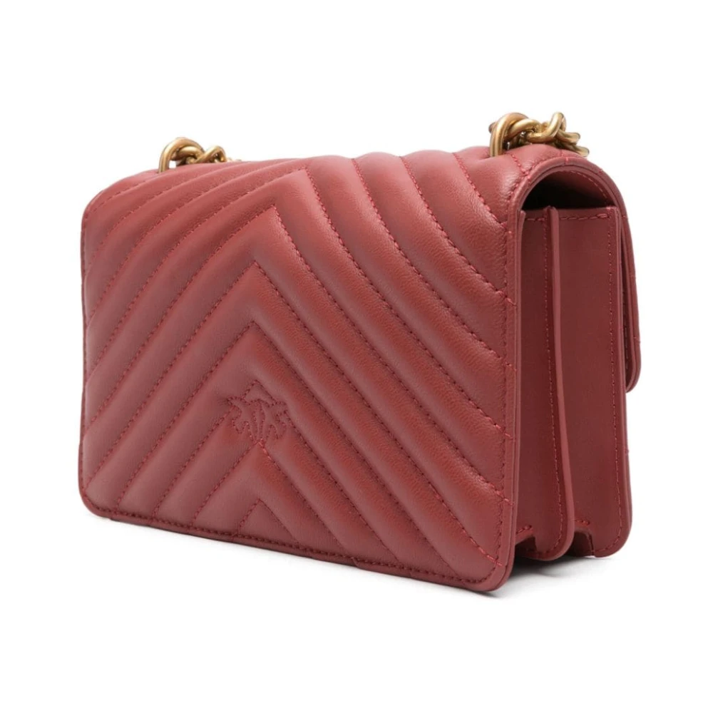 pinko Rode Chevron Gewatteerde Schoudertas Red Dames