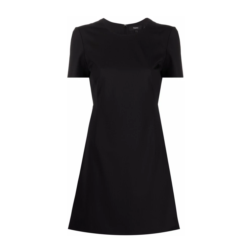 Theory Zwarte Wollen Stretch Jurk Black Dames