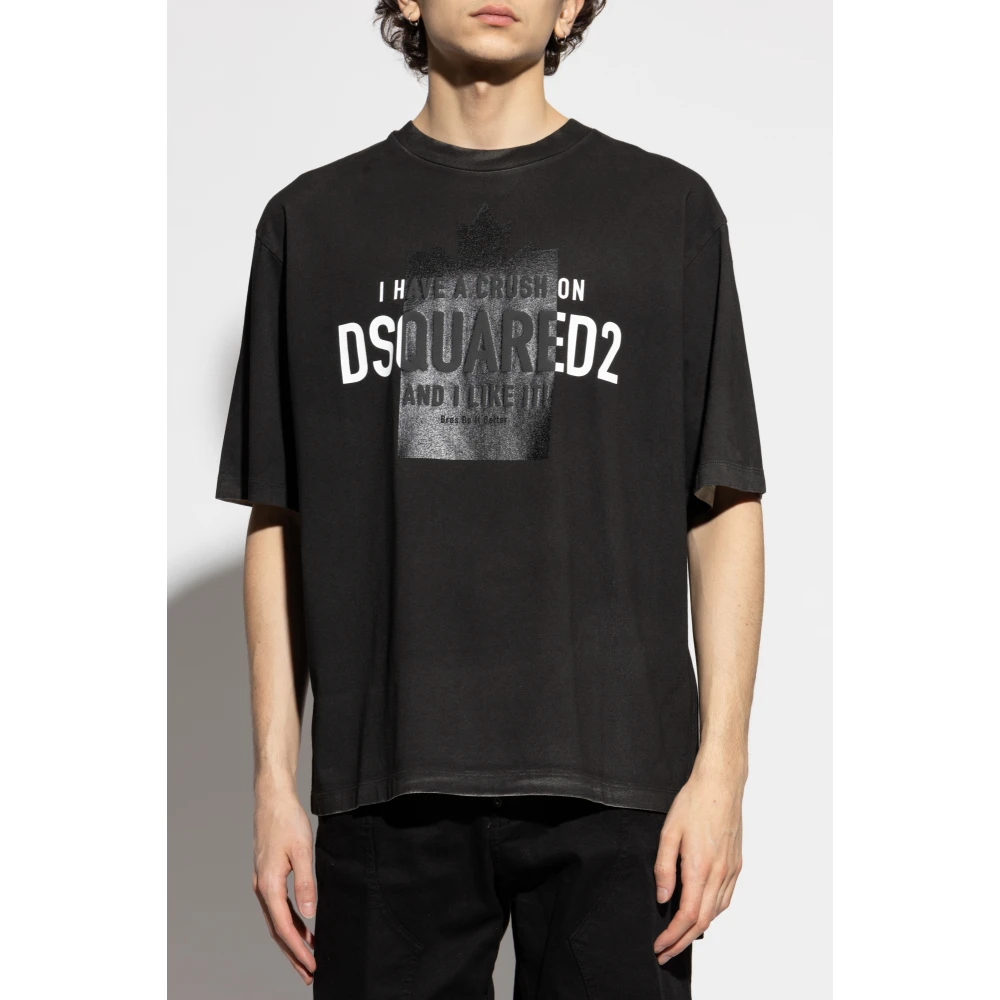 Dsquared2 T-shirt met logo Black Heren