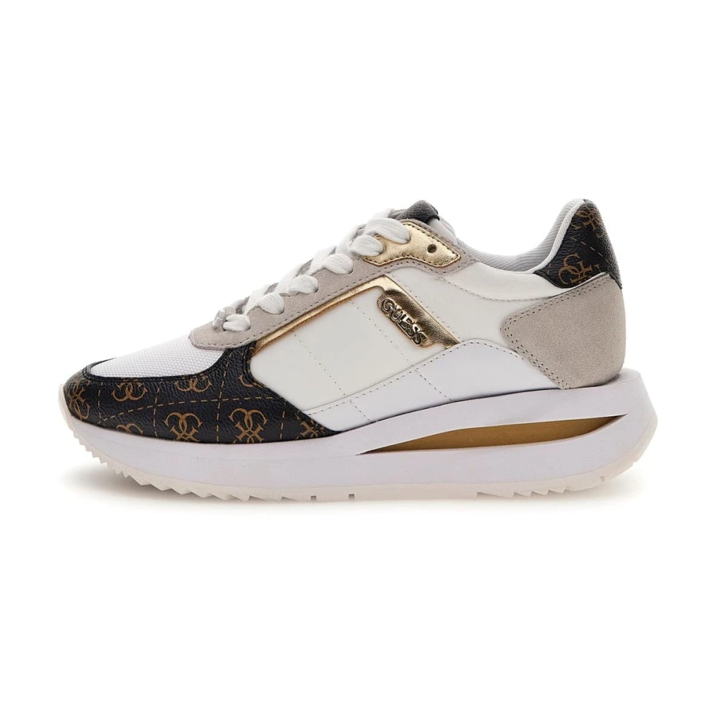 Guess Multicolor Sneakers, Female, 4 Uk, Pu Leather Trainers - White Blancs