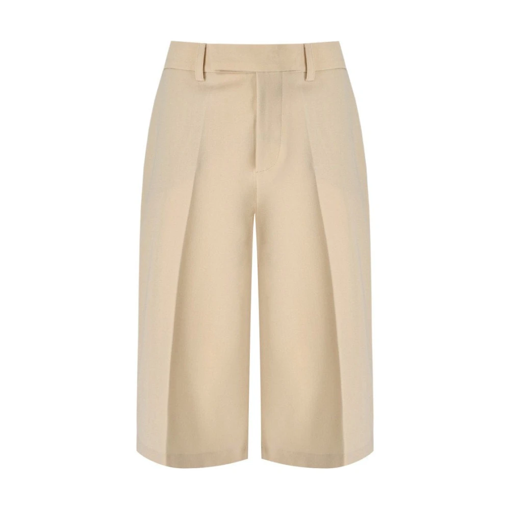 Federica Tosi Women's Beige Nude Pink Bermuda Wool Blend Shorts - Bermudas - L - Shorts