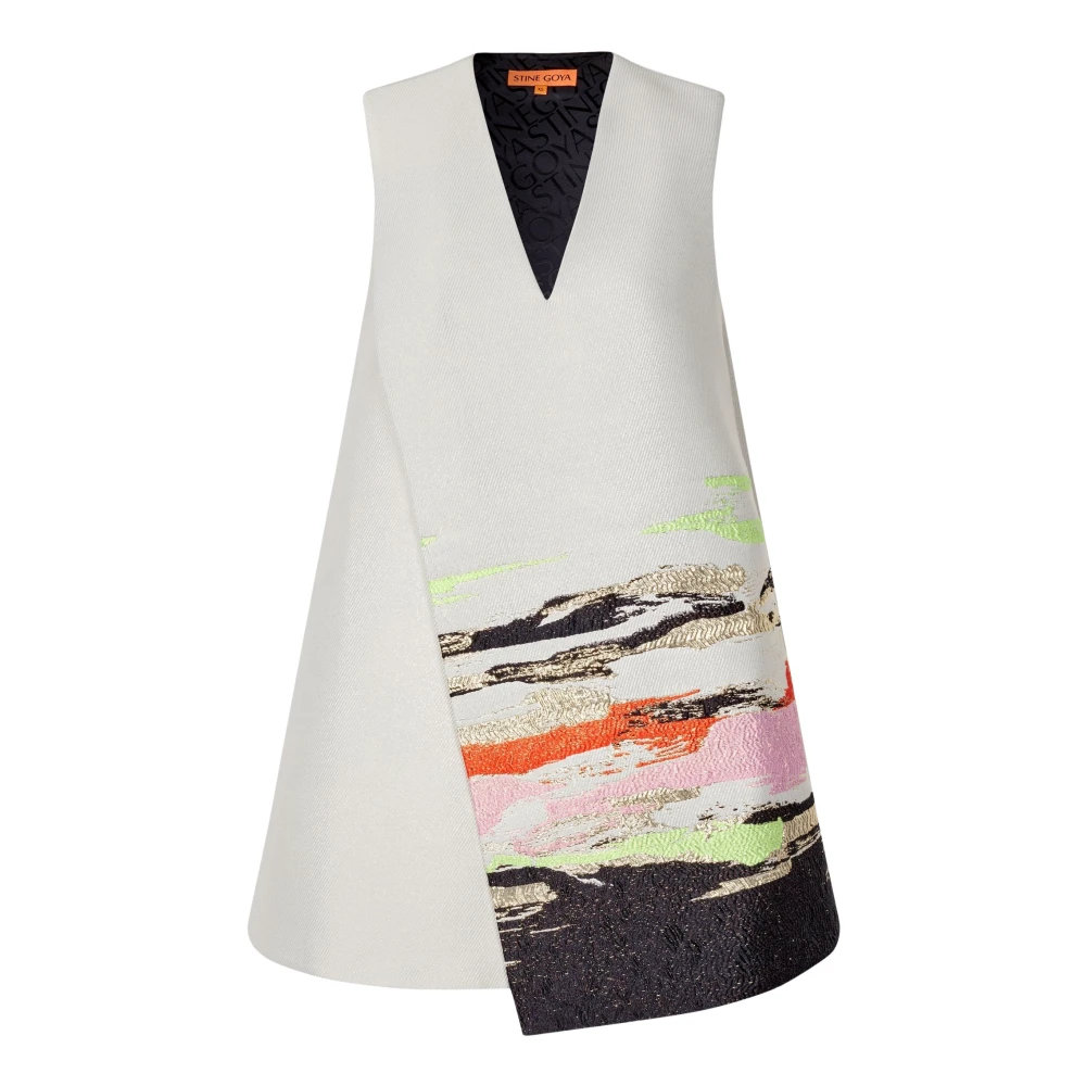 Stine Goya Mouwloze Mini-jurk met Metalen Patroon Gray Dames