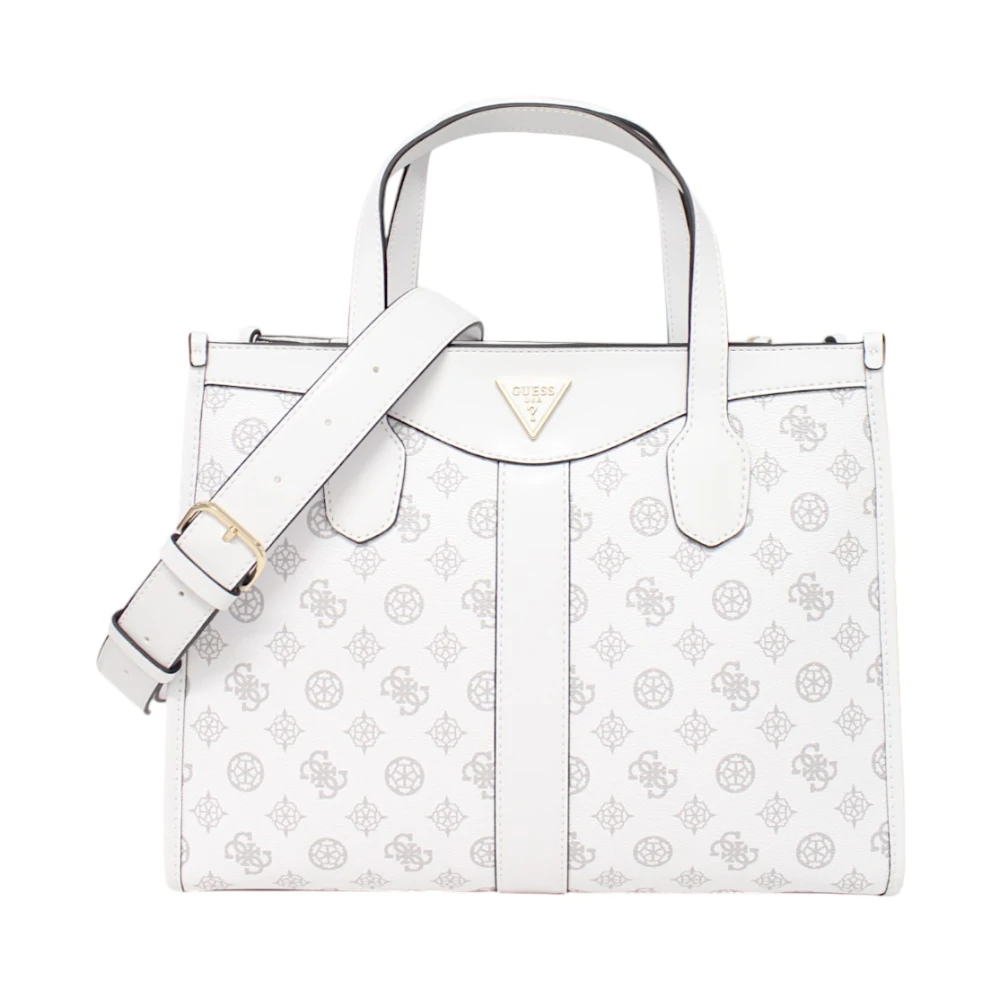 Guess Women's White Eco-Leather Handbag With Logo - Handbags - One Size - Bags
