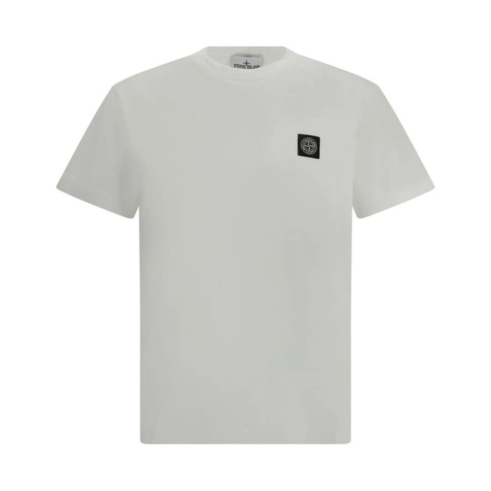 Stone Island Monogram Patch Katoenen T-shirt White Heren