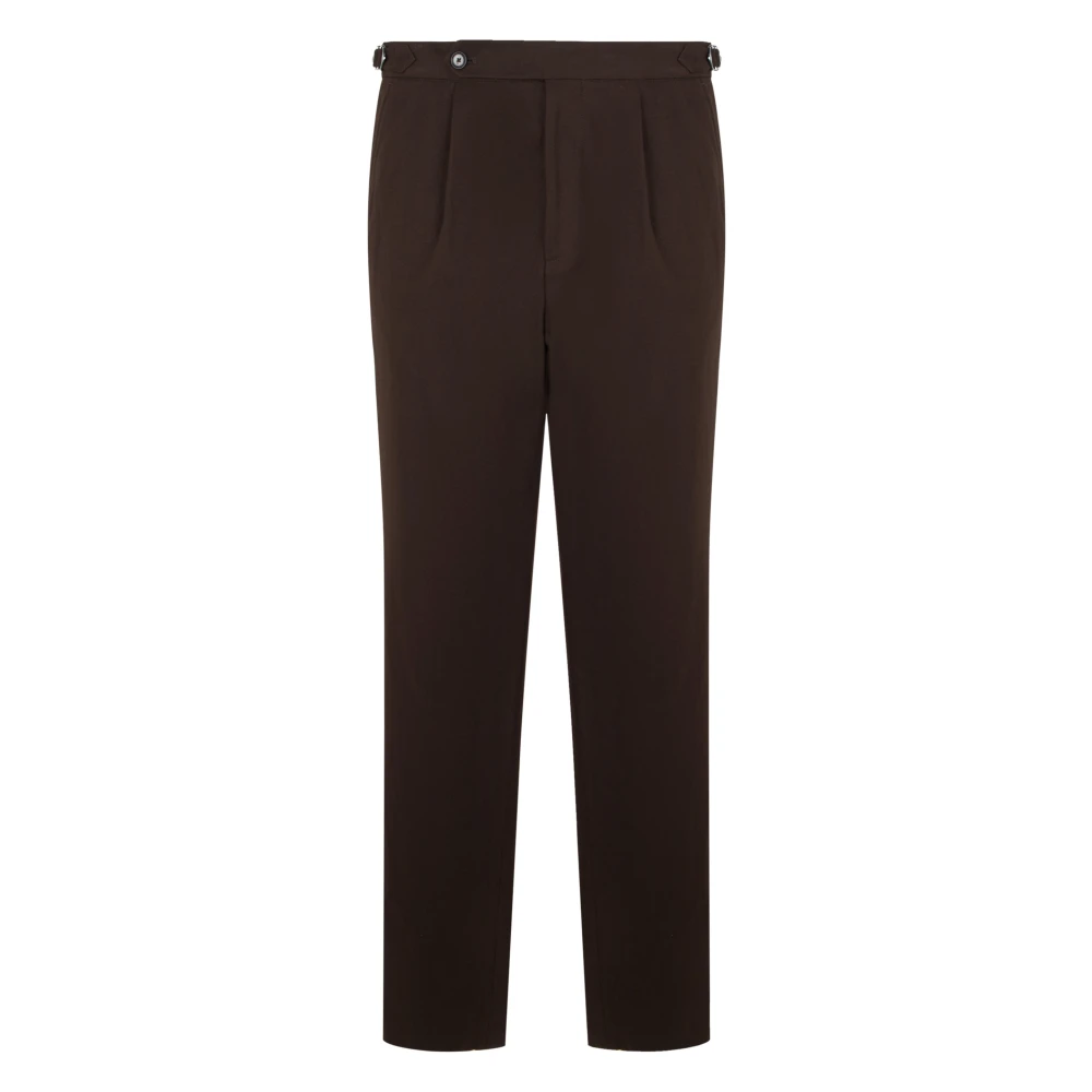 Boss Uomo Marrone Scuro Pantaloni A Motivi Con Fit Affusolato In Cotone Italiano - Immagine 2