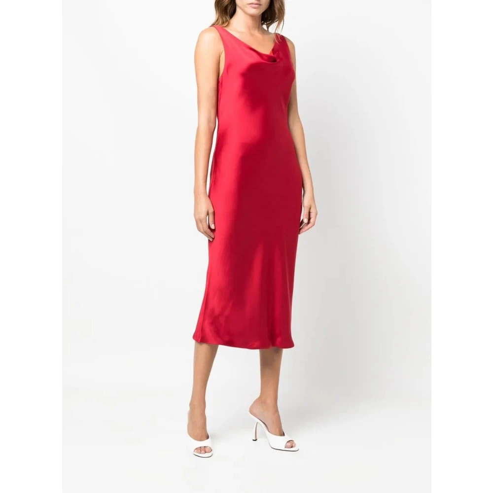 Norma Kamali Maria Satin Midi Jurk Red Dames