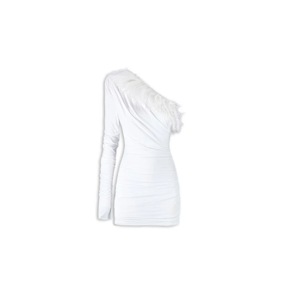 Aniye By Witte Asymmetrische Veer Detail Jurk White Dames