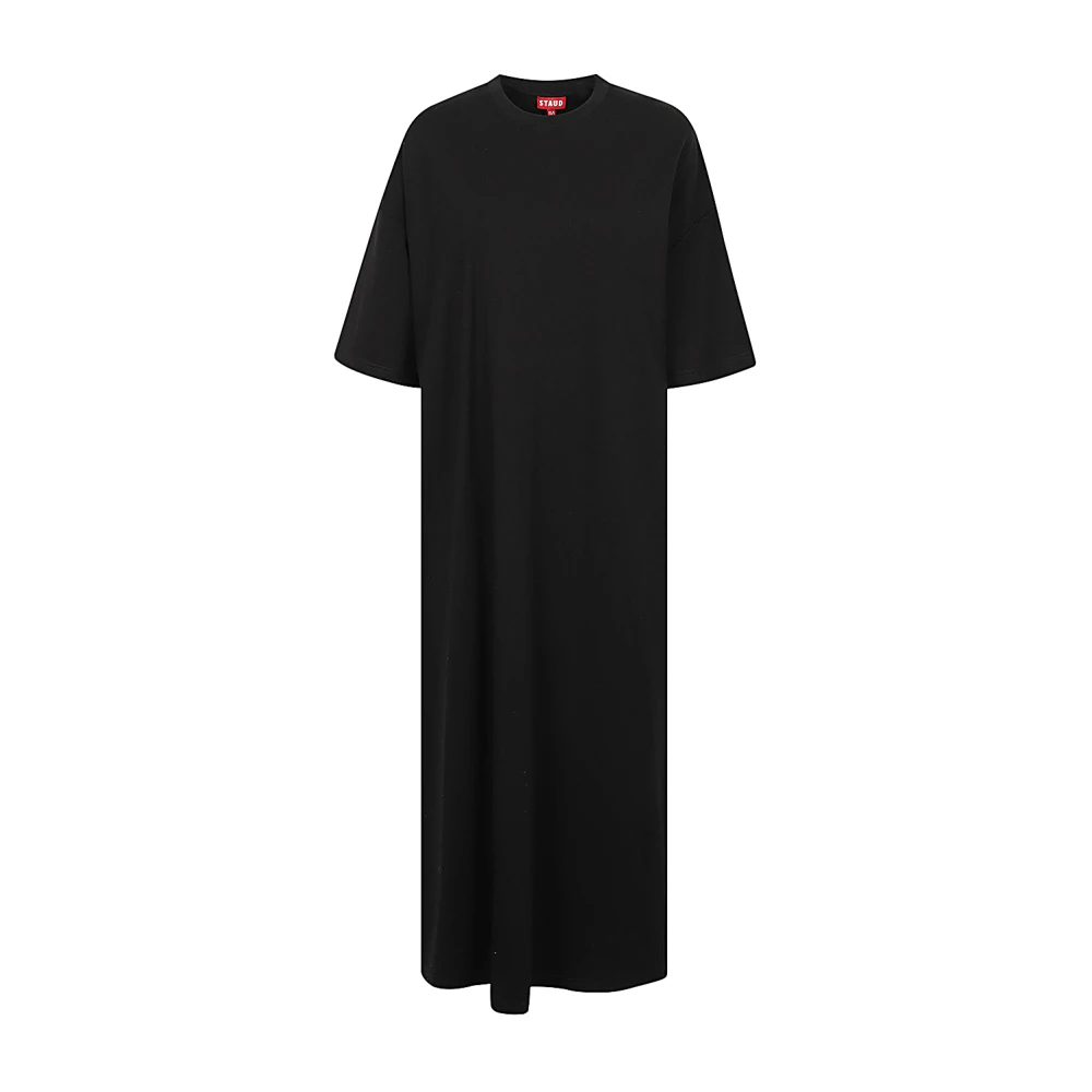 Staud Zwarte Viscose Wijde Lange Jurk Black Dames