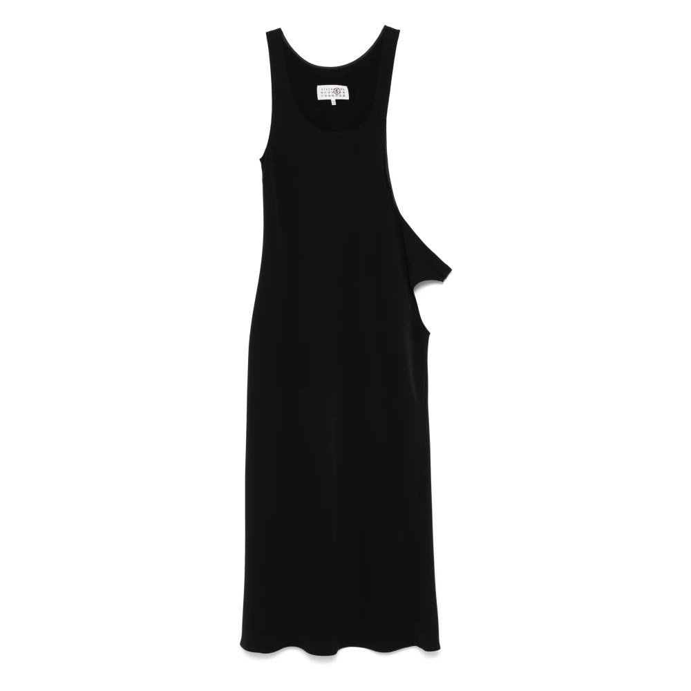 MM6 Maison Margiela Elegante Midi Jurk voor Vrouwen Black Dames