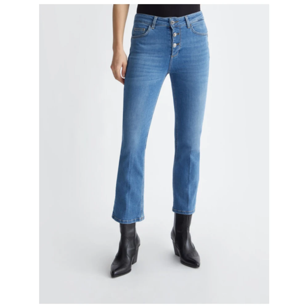 Liu Jo Hoge Taille Crop Flare Jeans Blue Dames