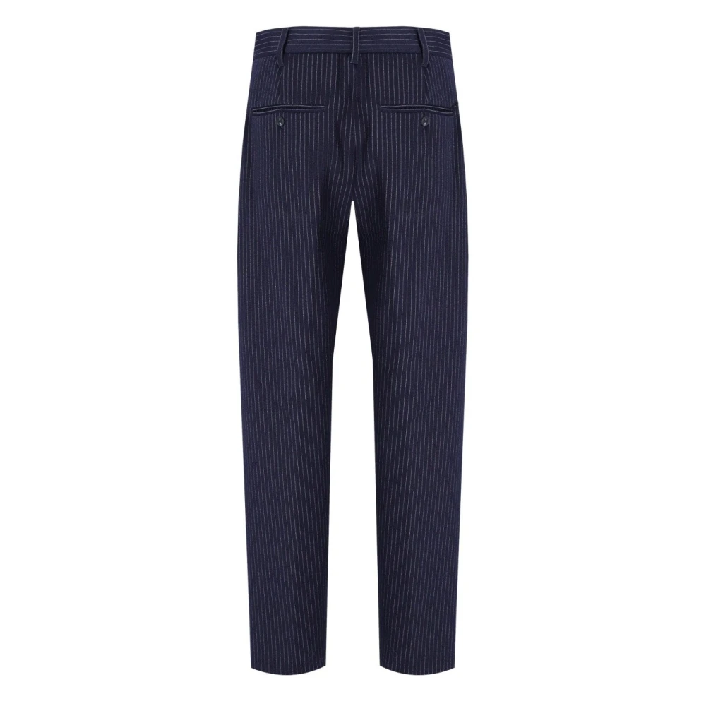 Emporio Armani Donkerblauwe Gestreepte Broek Blue Heren