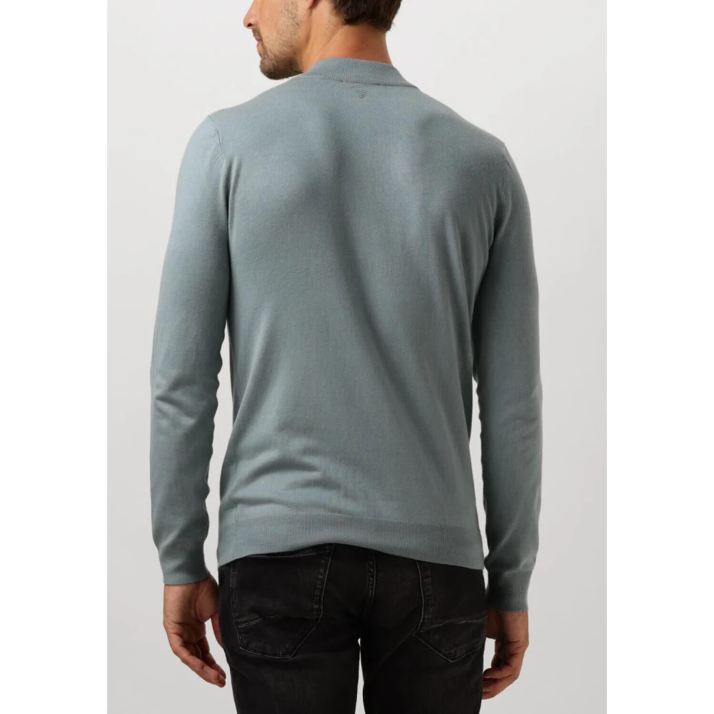 Pure Path Blauwe Halfzip Gebreide Trui voor Mannen Blue Heren