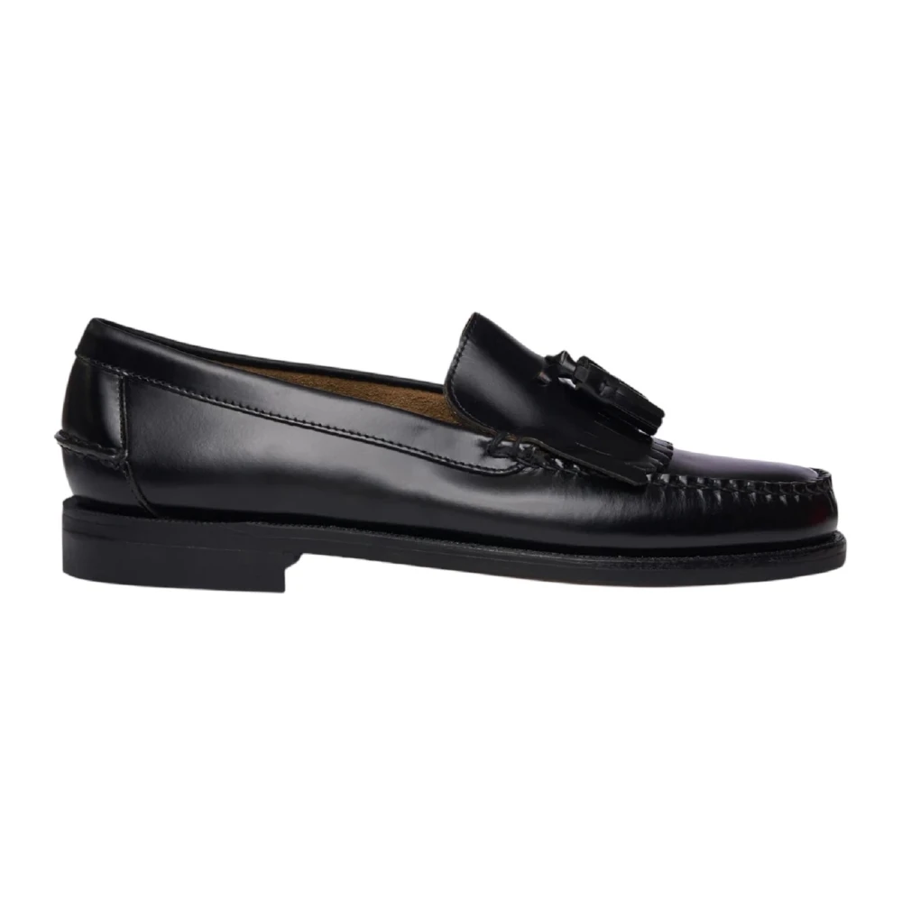 Sebago Men's Black Loafers, 7 Uk, Classic Fringed Leather Loafer