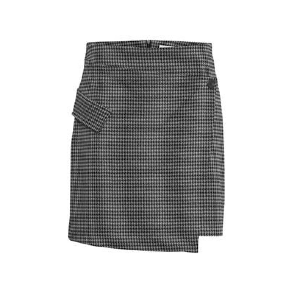 Ichi Houndstooth Rok Zwart Grijs | Freewear Black Dames