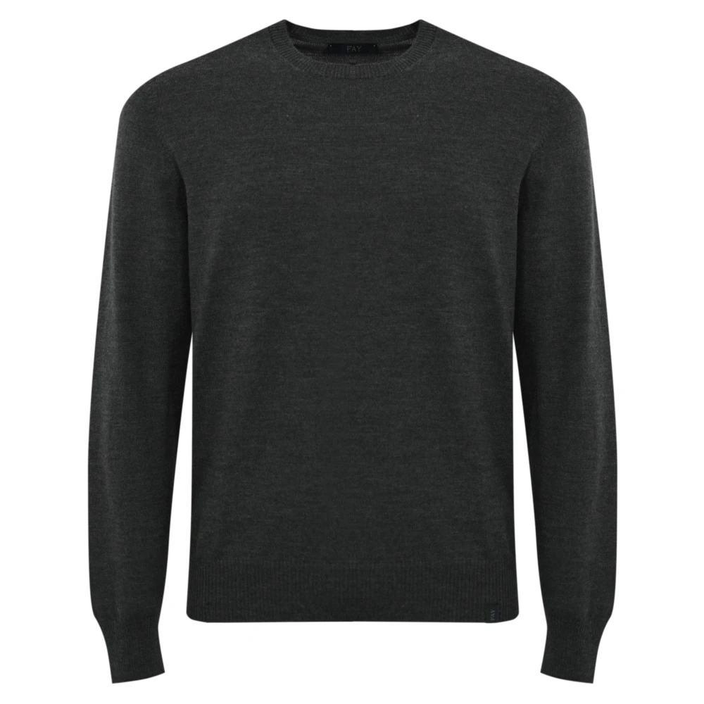 Fay Wollen Pullover Trui Bruin Geribbeld Gray Heren