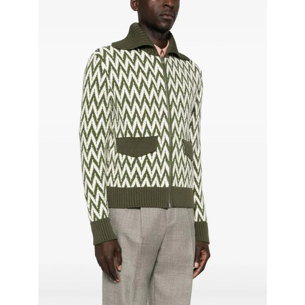 Lanvin Khaki Witte Bomberjack Green Heren