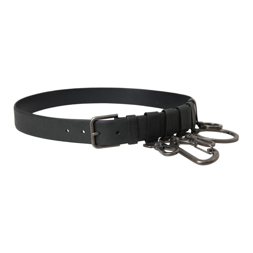 Dolce & Gabbana Zwart Leren Zilveren Gesp Riem Black Heren